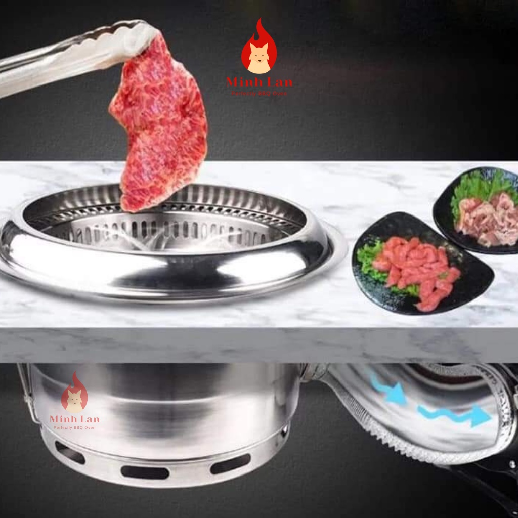 Bếp nướng than hoa hút khói dưới, bếp âm