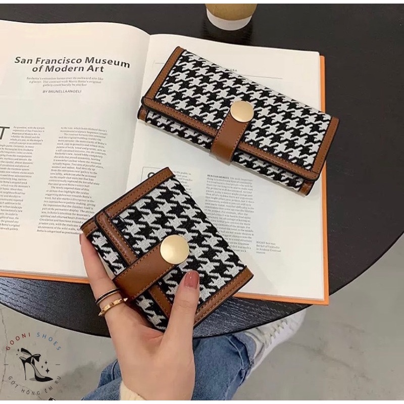 Ví nữ cầm tay, ví đựng tiền, đựng thẻ hoạ tiết houndstooth thời thượng 2022 (kèm video+ảnh thật) HÀNG CÓ SẴN