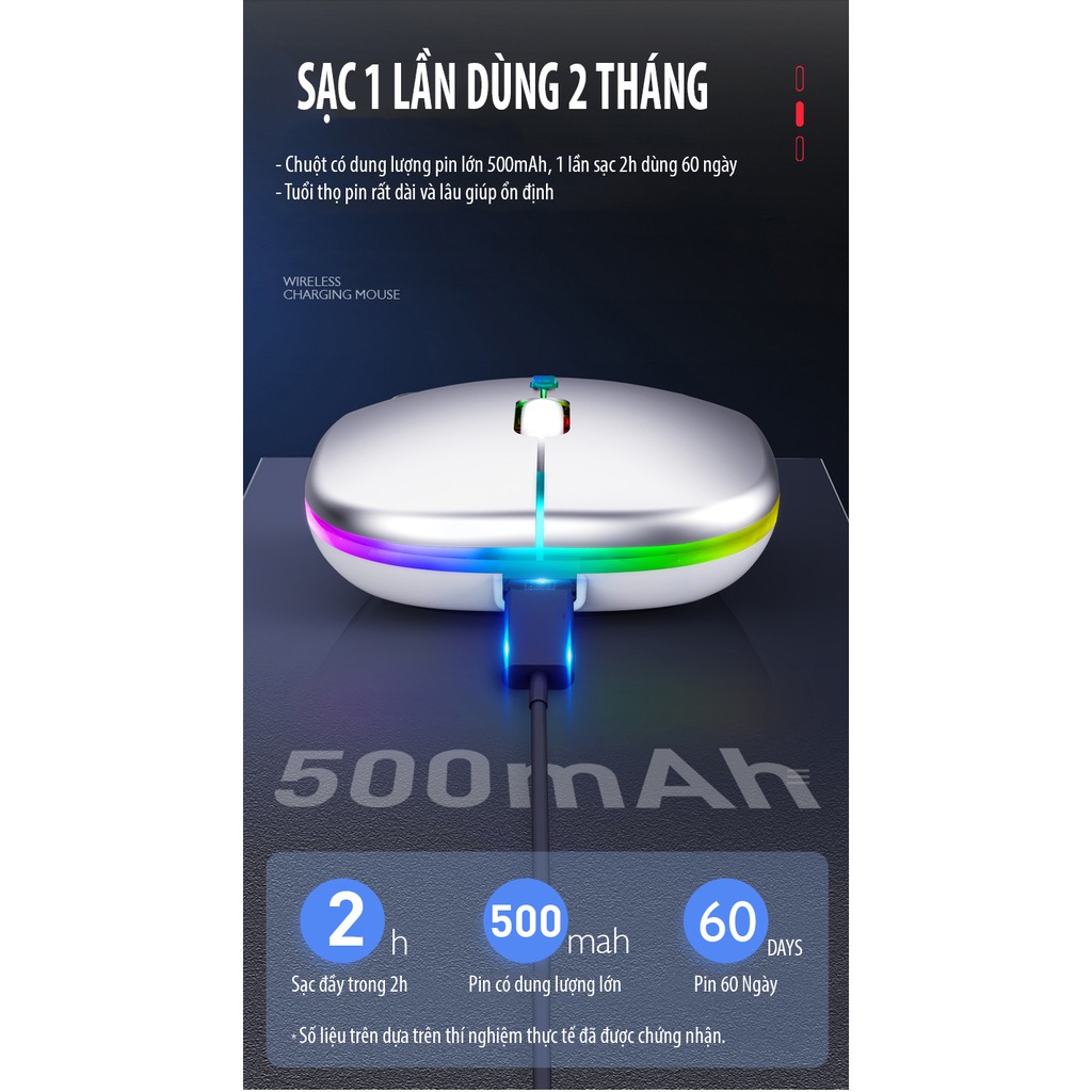 Chuột không dây máy tính S P S108 Pin sạc, đèn Led gaming tĩnh âm chống ồn | BigBuy360 - bigbuy360.vn