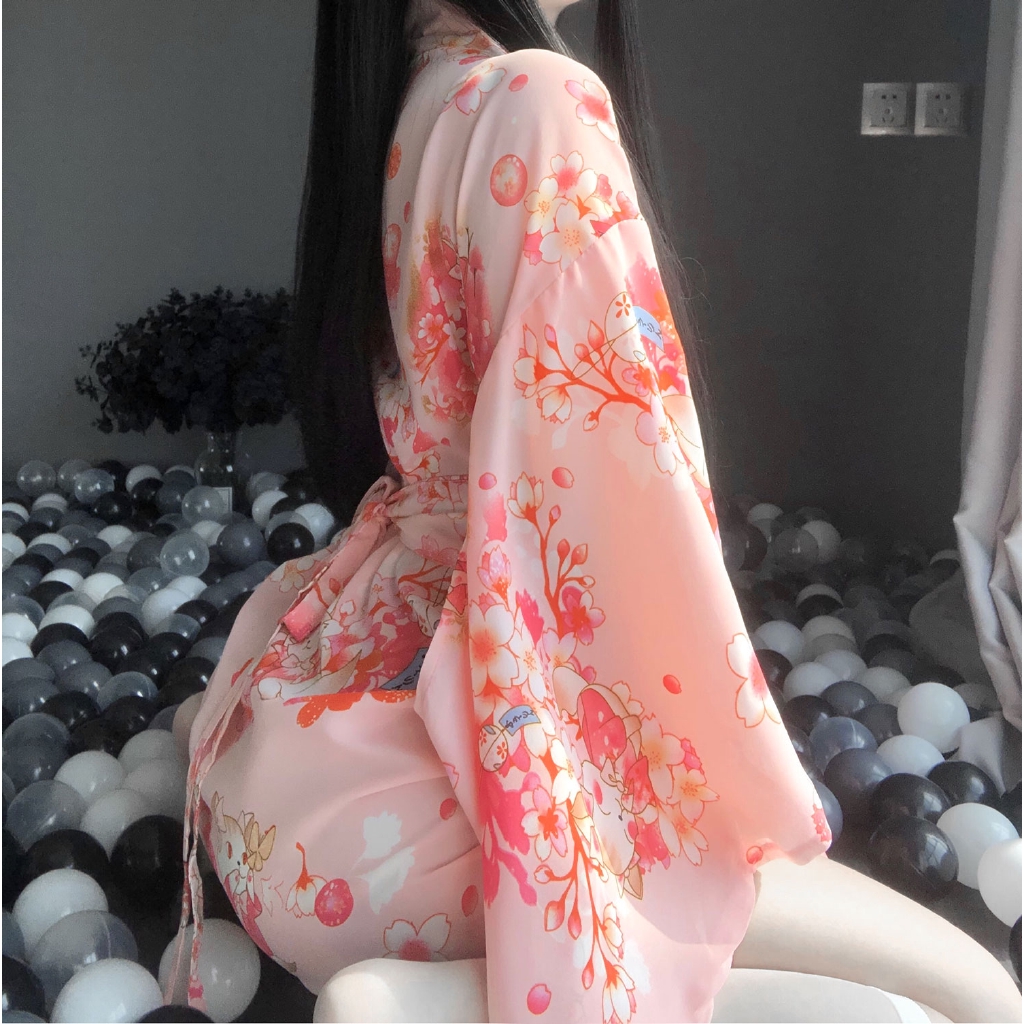 Đầm ngủ nữ phong cách Kimono Nhật Bản gợi cảm