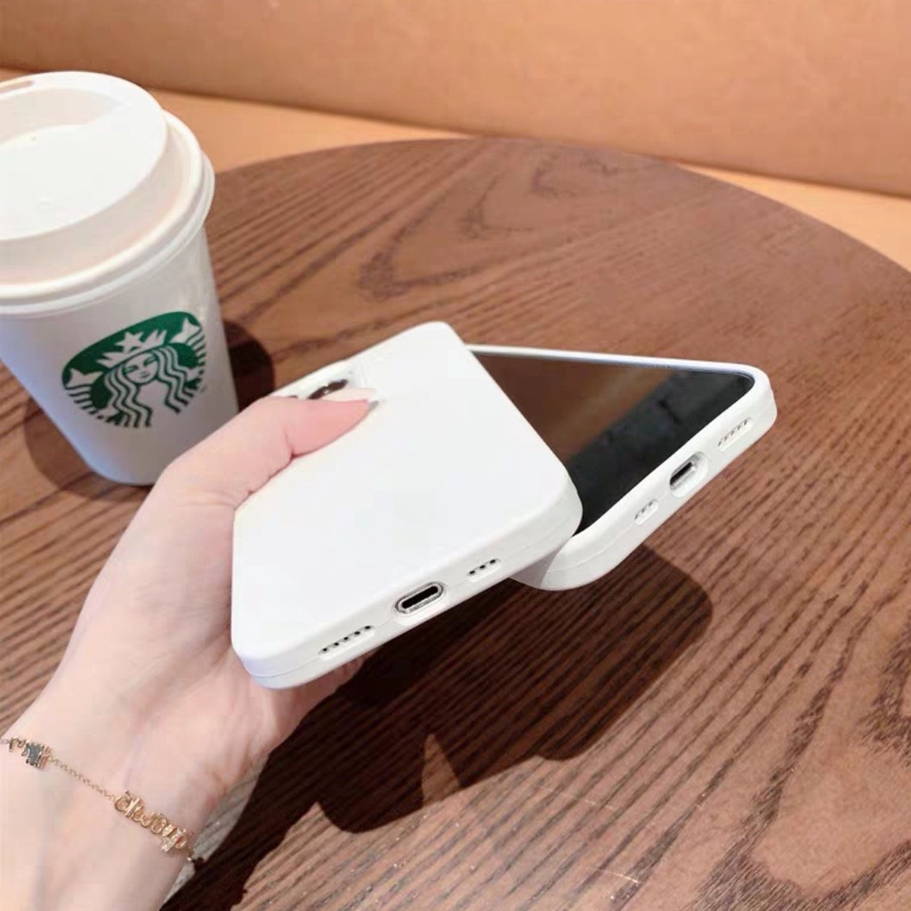 Ốp Điện Thoại Silicon Dẻo Màu Trắng Thời Trang Cho iPhone 11 12 13 14 Pro Max X XR XS Max 6 6S 7 8 Plus