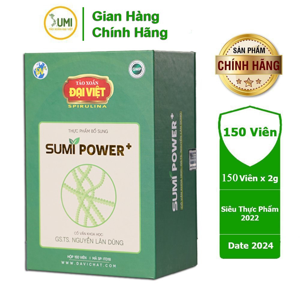 Tảo Xoắn Đại Việt Chính Hãng - 100% Tảo Spirulina - Tảo Xoắn Sumi Power 150 Viên ( Mua 2 Tặng 1 )