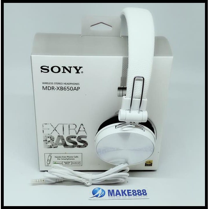 Dây cáp HANDSFREE EXTRA BASS SONY MDR-XB650AP + MIC HEADSET EARPHONE - màu trắng