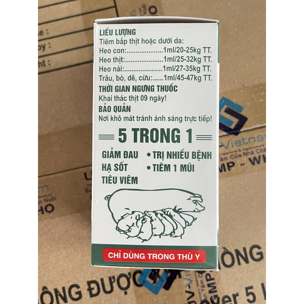 Thuốc Flu-Fenicol LA cao cấp 5 trong 1 đặc trị hen suyễn, viêm màng phổi, E.coli, phó thương hàn, LMLM,...