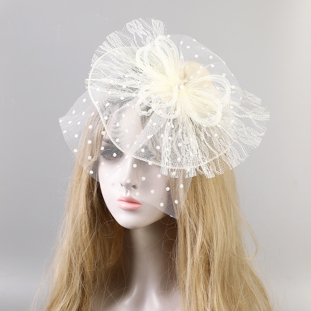 Mũ Lưới Đính Hoa Hồng Và Ngọc Trai Thanh Lịch Cho Cô Dâu