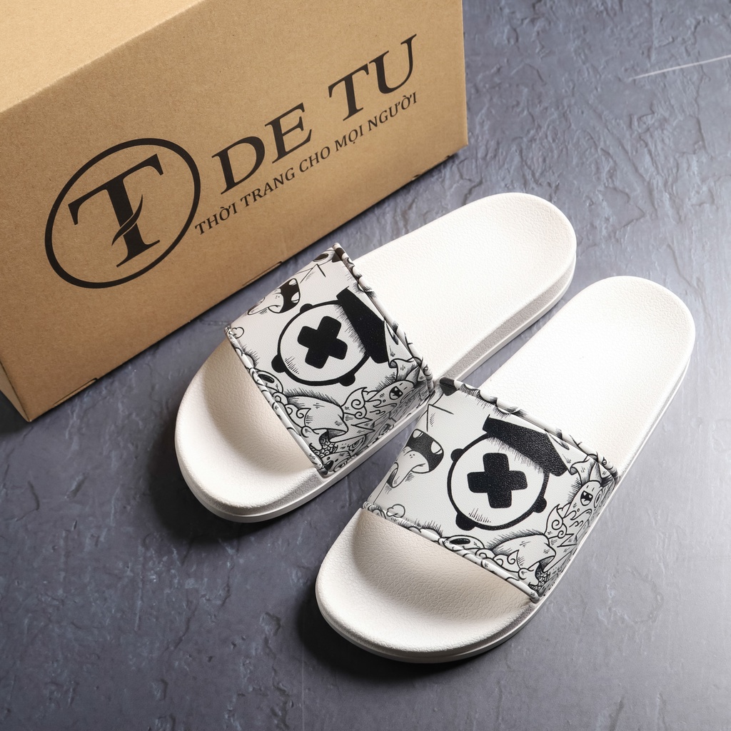 Dép Quai Ngang Unisex DETU DNT20 (Trắng/Đen)