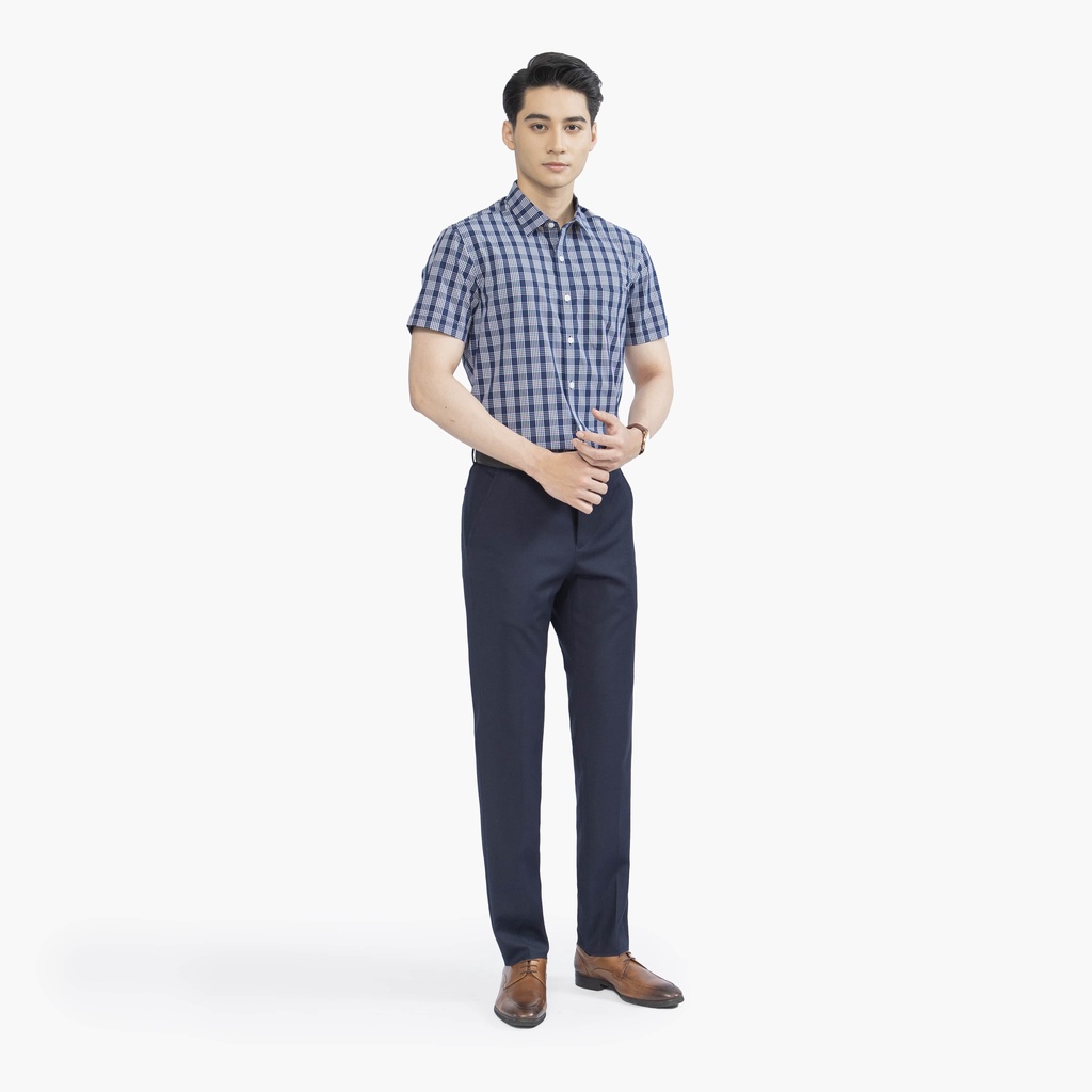 [MẪU MỚI] Áo sơ mi nam ngắn tay ARISTINO họa tiết kẻ ô xanh trắng lịch lãm, chất liệu Bamboo thoáng mát - ASS319S2