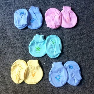 Set 5 đôi bao tay + 5 đôi bao chân cho bé trai bé gái sơ sinh, bao tay chân bo cho bé sơ sinh