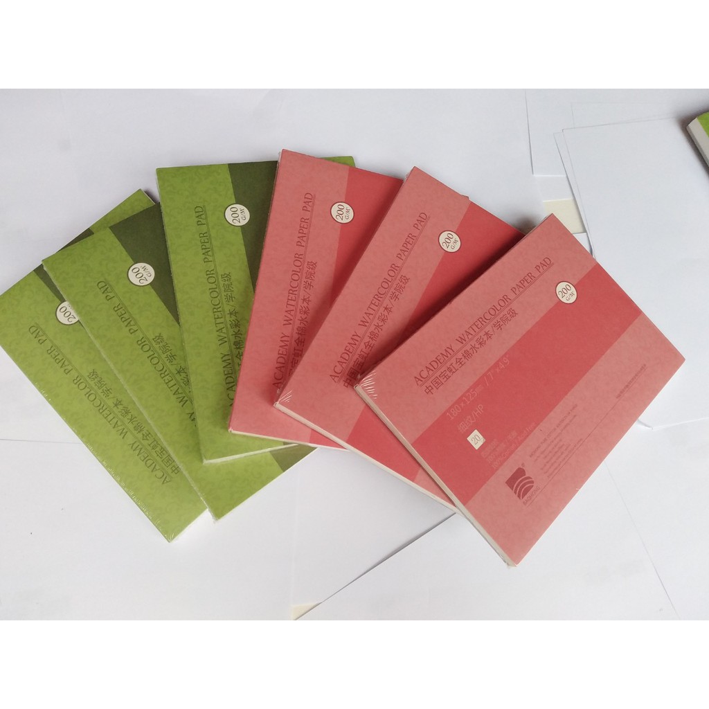 Sổ vẽ màu nước BaoHong vân hot/cold/rough 100% cotton