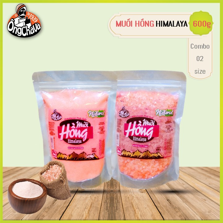 Combo 2 Túi Muối Hồng 0.2-0.5mm và 2-5mm Himalyan (600gram/túi, dạng túi Zip tiện lợi)