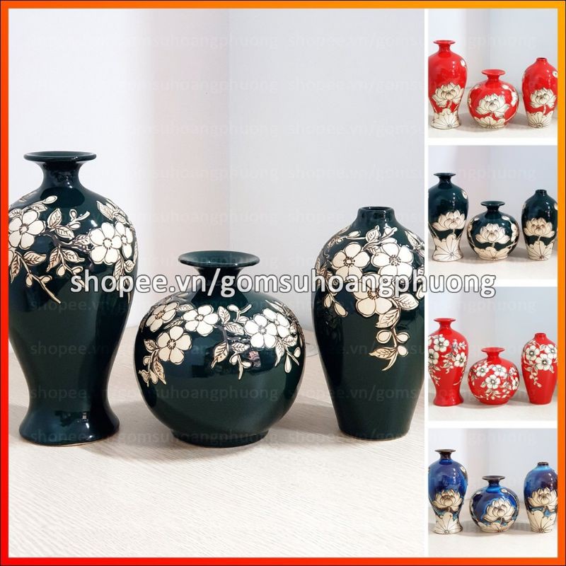 Bình hoa gốm sứ dáng hút lộc - Bát Tràng Vẽ Tay