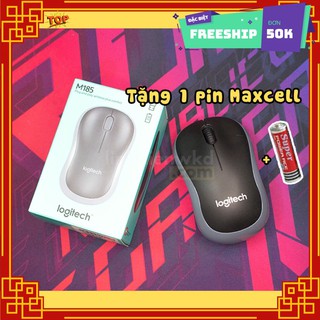 [FREESHIP - Clip thật] Chuột không dây Logitech M185 XÁM giá rẻ tặng kèm thêm 1 pin Maxcell AA