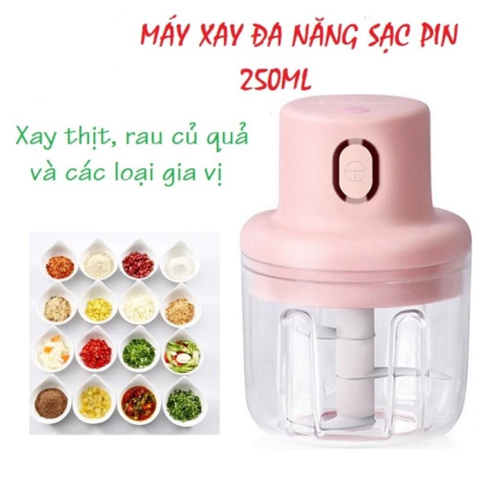 Máy Xay Mini Tỏi Ớt - Máy Xay Tỏi Ớt Đa Năng Sạc Điện Dung Tích 250ml