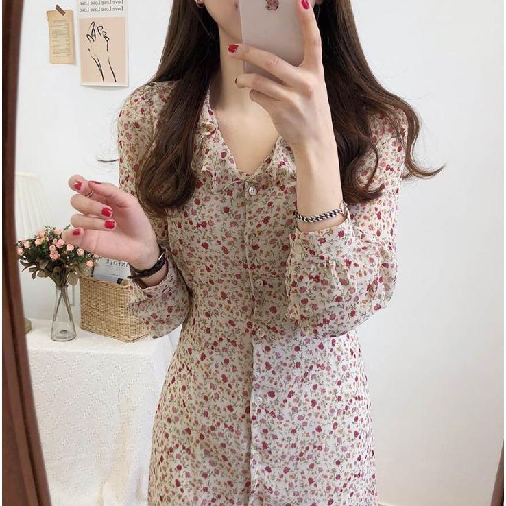 [VIDEO HÌNH THẬT] Đầm dài - Váy hoa nhí dáng dài, thắt nơ eo - 064 | BigBuy360 - bigbuy360.vn