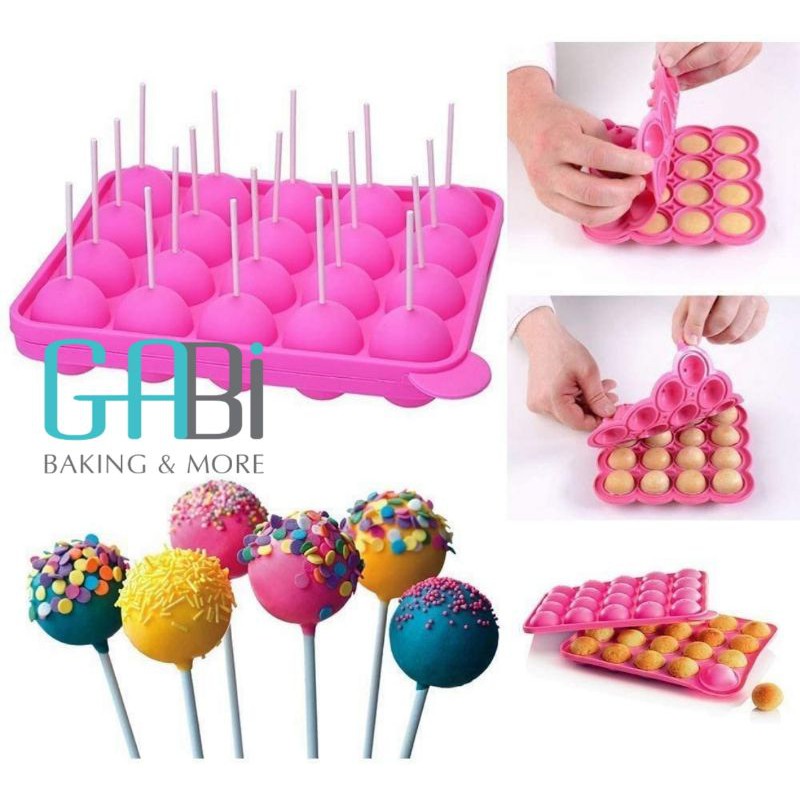 Khuôn cake pop silicon 20 viên kèm que