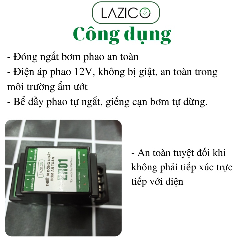 Rơ le an toàn cho phao điện, đóng ngắt bơm an toàn, dây phao không có điện LAZICO ER01