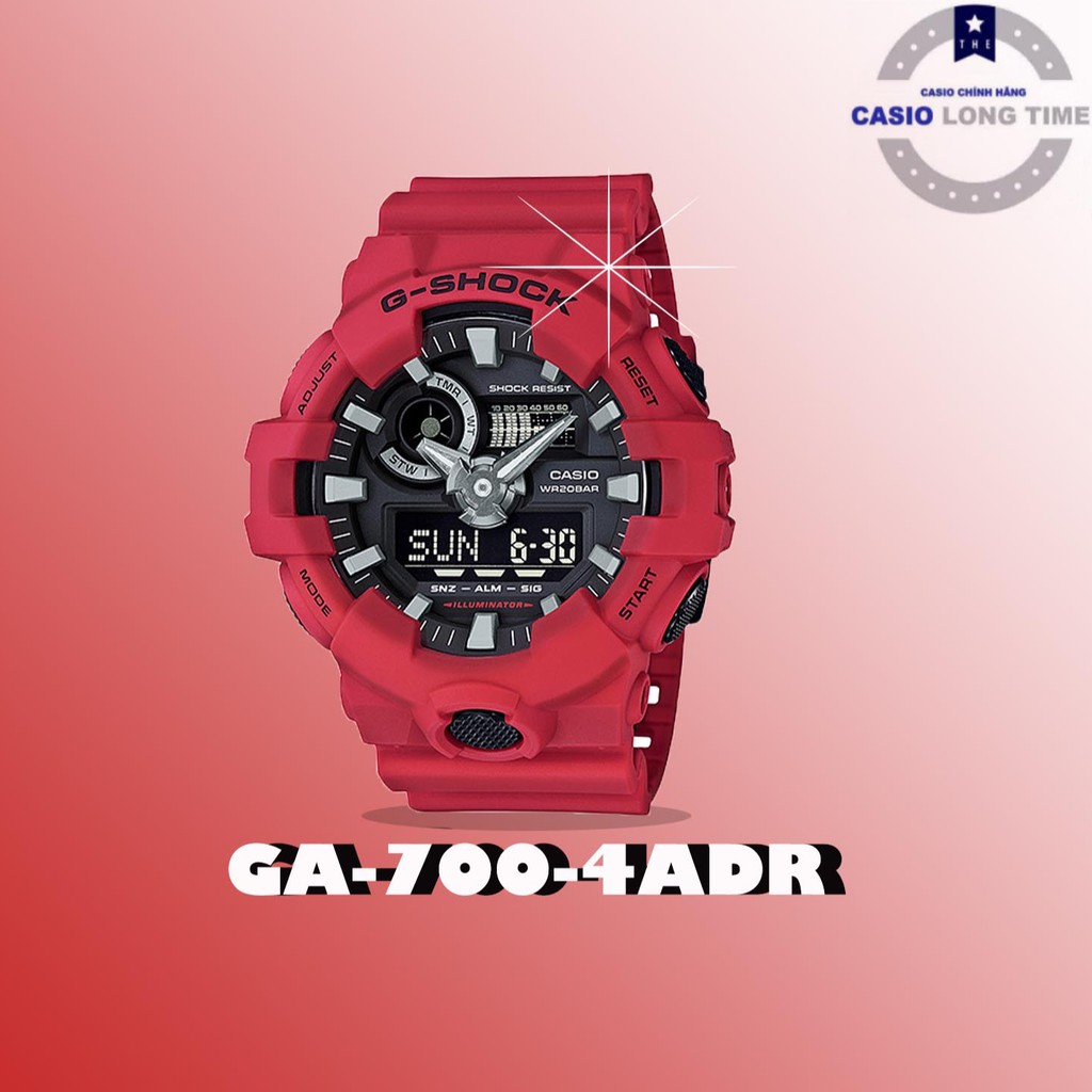 Đồng hồ Nam Casio G-shock GA-700-4ADR Chính hãng - Chống nước 20 ATM - Tuổi thọ pin 3 năm