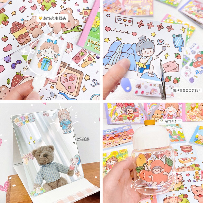 Sổ 25 tấm Sticker kèm cây cán Sticker - shop Liam