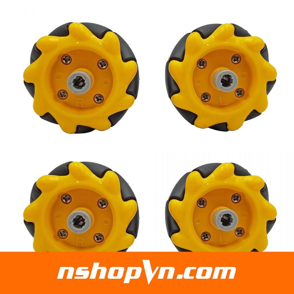 Bộ 4 bánh xe Mecanum 48mm, 60mm, 80mm giá rẻ cho DIY mô hình robot  lập trình điều khiển xe đa hướng