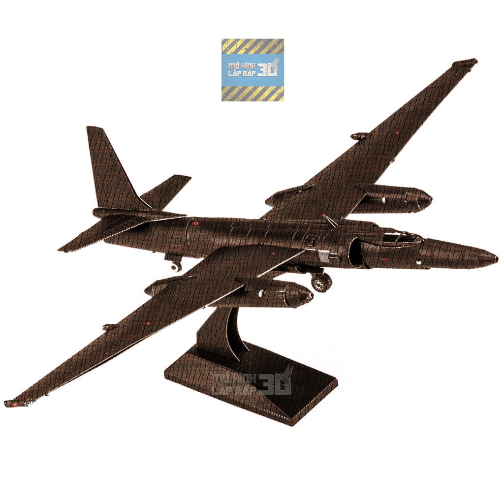 Mô hình 3D kim loại lắp ráp Máy bay trinh sát Lockheed U-2 Dragon Lady quân đội Mỹ - Chưa Lắp