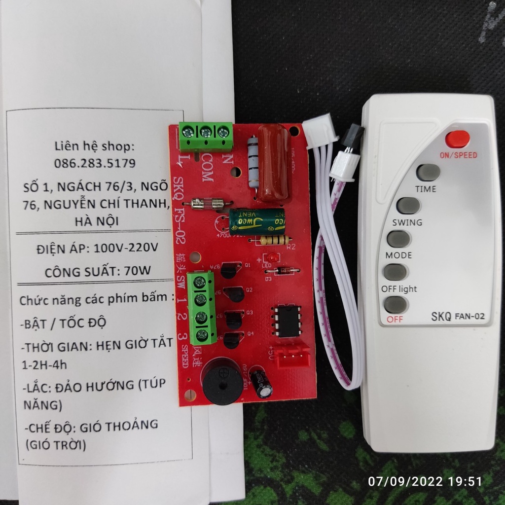 BỘ MẠCH ĐIỀU KHIỂN GẮN QUẠT TỪ XA BẢN TIẾNG ANH