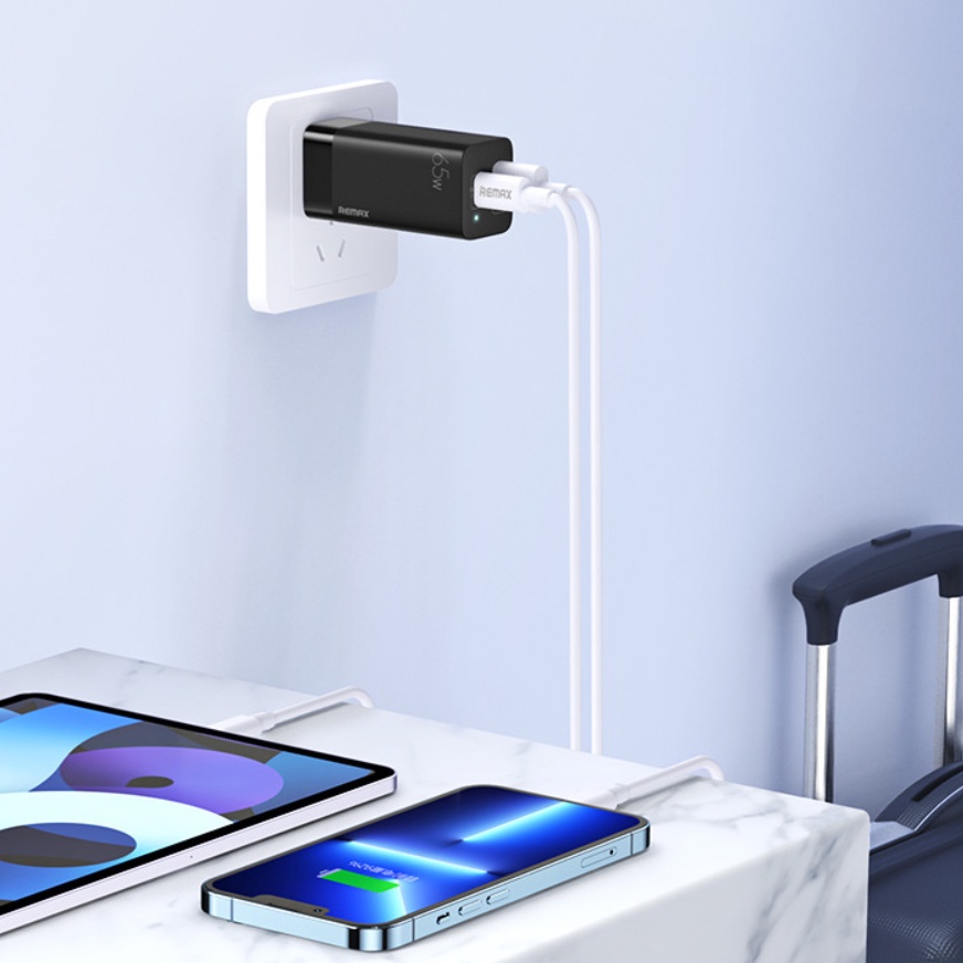👉👉✔Chính Hãng BH 12 Tháng✔👈👈 Cốc Sạc Nhanh Remax RP-U98 GaN 65W tích hợp 01 cổng USB A và 01 cổng USB C