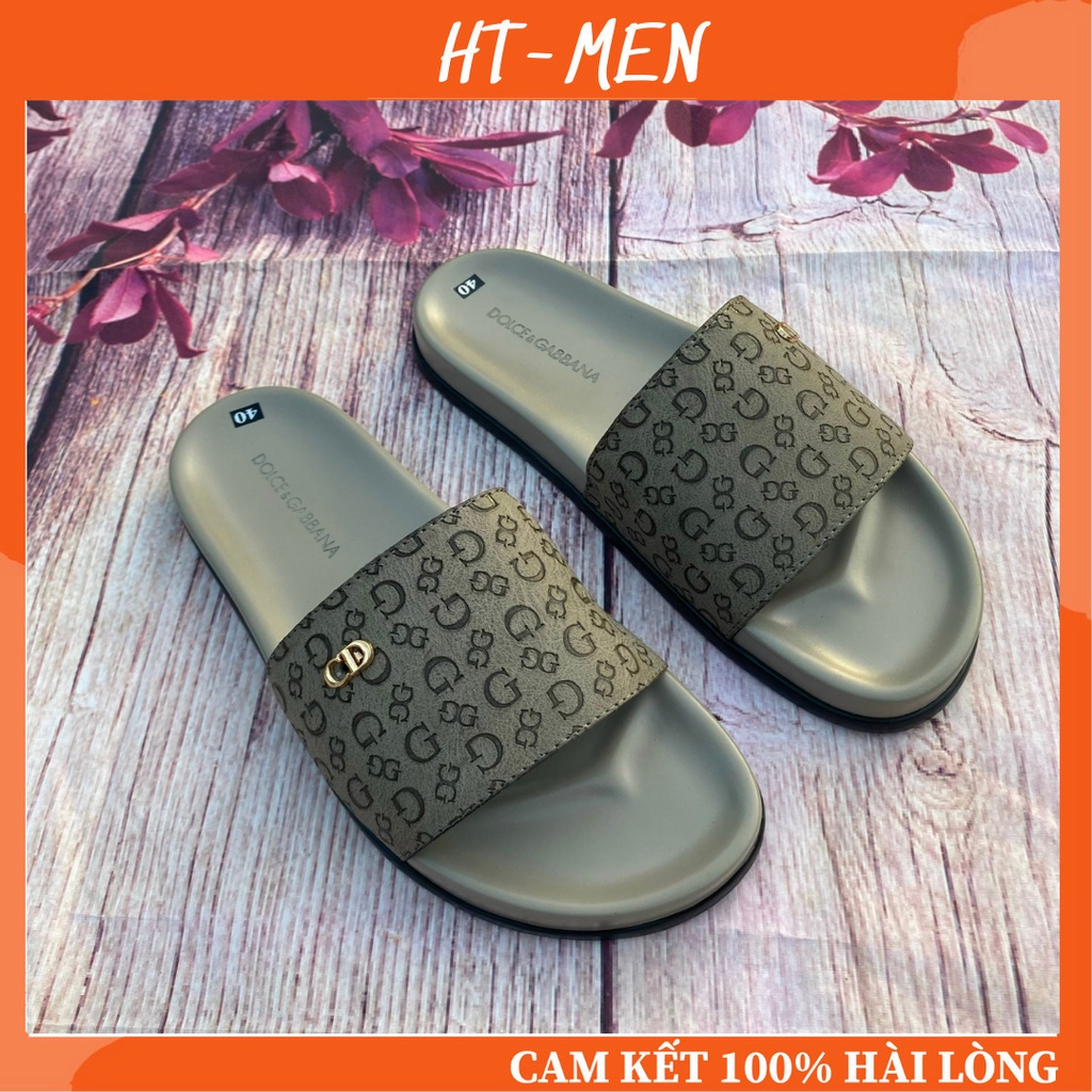 Dép Quai Ngang Tag Kim Loại In Chữ Màu Xám Hàng Full Box