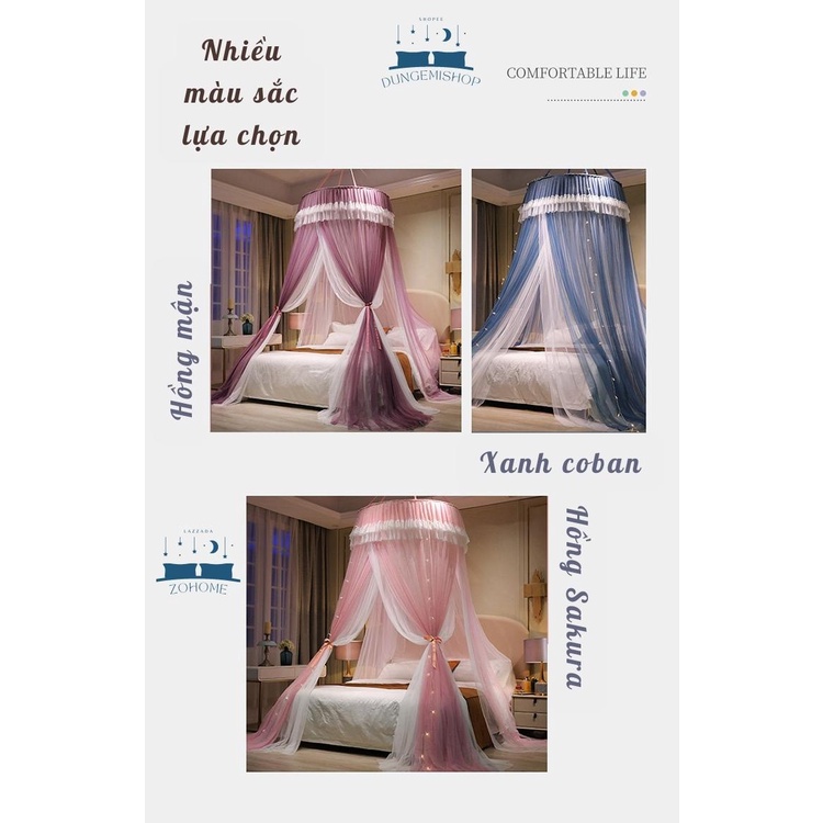 Màn khung tròn công chúa 3 cửa không khoan tường siêu xinh