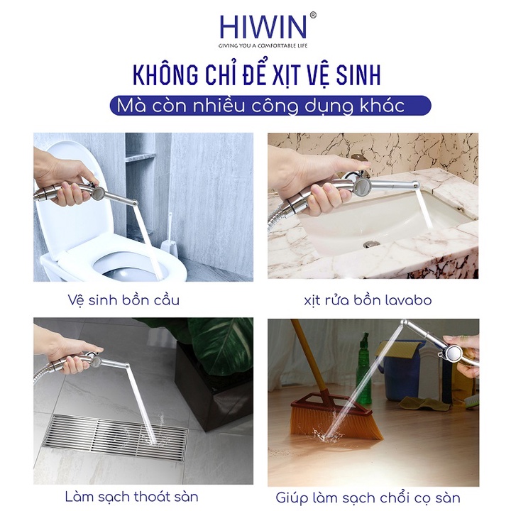 Bộ vòi xịt vệ sinh đa năng chất liệu nhựa ABS mặt gương cao cấp HIWIN PJF-1701