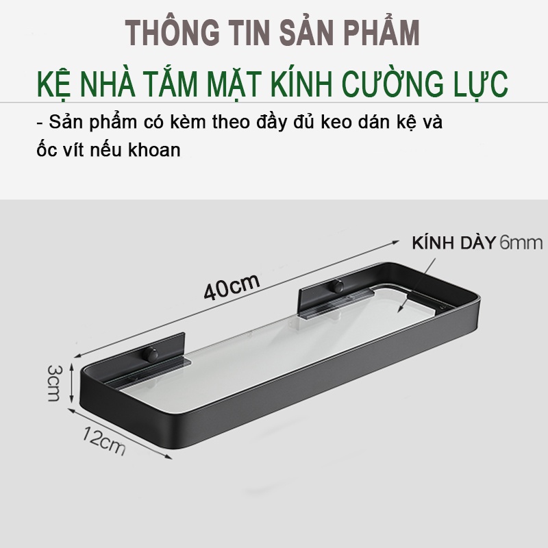 Kệ nhà tắm inox mặt kính cường lực dán tường tiện lợi phong cách Bắc Âu