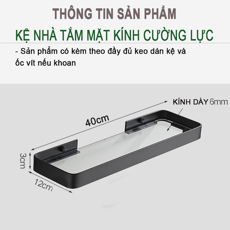 Kệ Để Đồ Phòng Tắm Mặt Kính Cường Lực Dán Tường Không Cần Khoan Phong Cách Hiện Đại