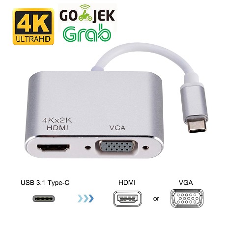 Bộ Chuyển Đổi Usb Type C Sang Hdmi & Vga 2 Trong 1