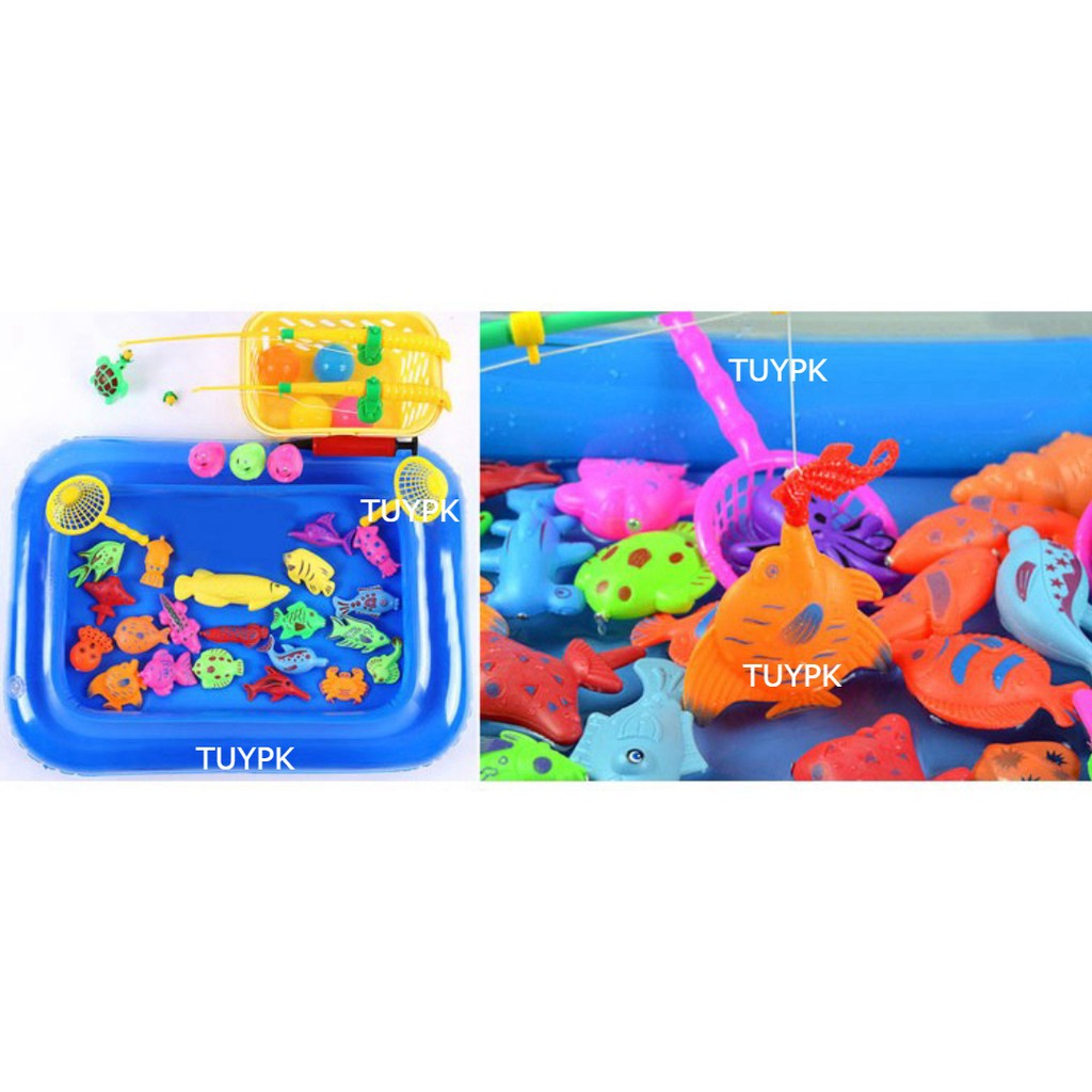 LOẠI ĐẸP-  Bộ đồ chơi câu cá 2 cần, câu cá nước, có phao đựng, có vợt cho bé, đồ chơi vui nhộn, vận động cho bé