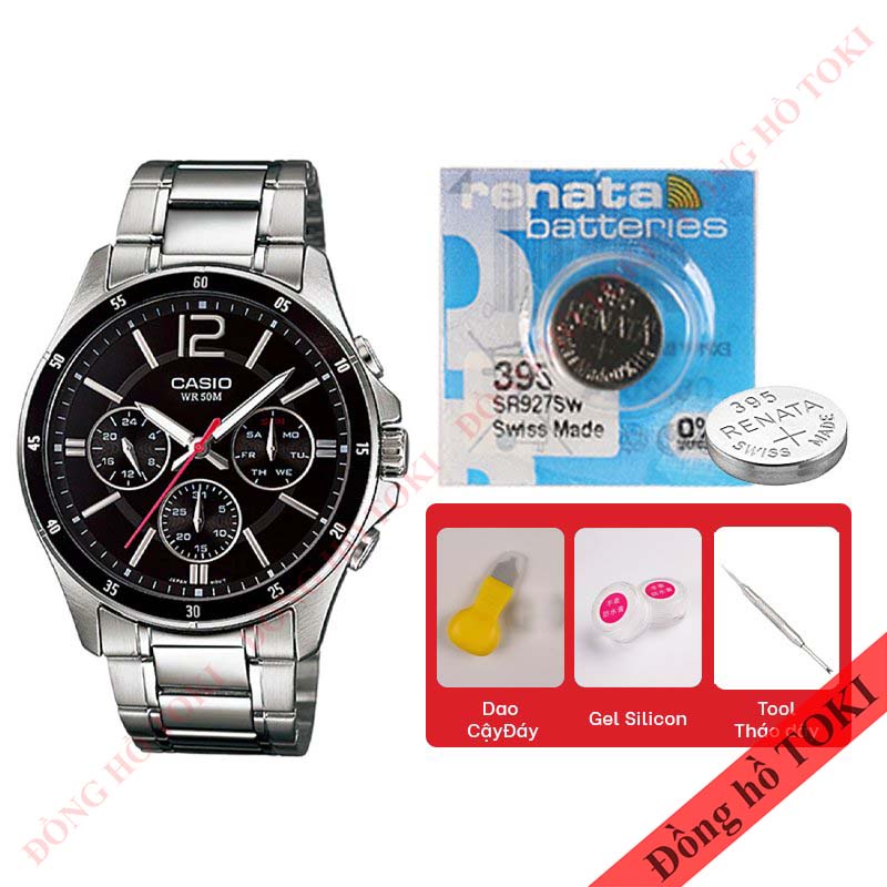 Pin thay đồng hồ đeo tay casio MTP-1374 dây da dây kim loại các màu