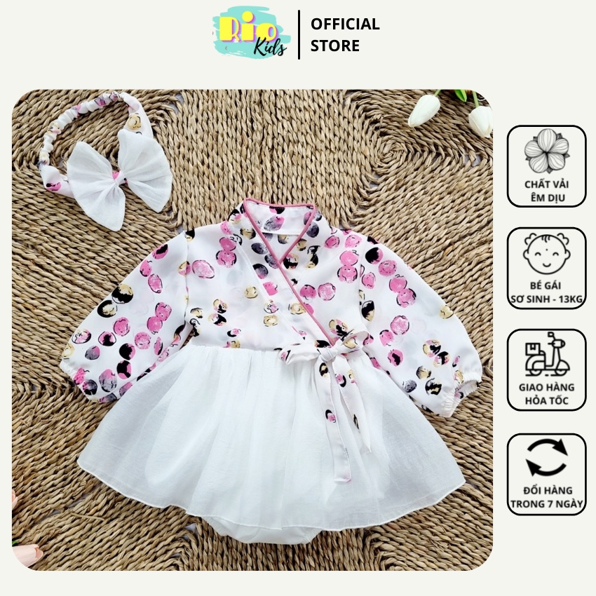 Body áo liền váy Hanbok cho bé gái sơ sinh-13kg đi chơi Lễ Tết, đầy tháng thôi nôi - Riokids BD28