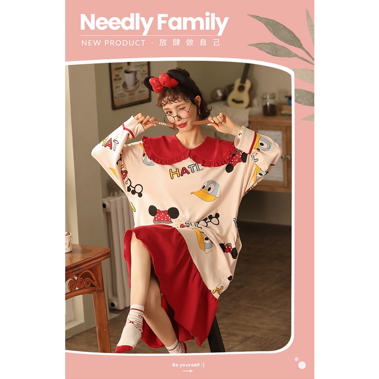 {Nightgown} Đầm Ngủ Cotton Nguyên Chất Tay Dài Dáng Rộng Thời Trang Xuân Thu Ngọt Ngào Cho Nữ | BigBuy360 - bigbuy360.vn