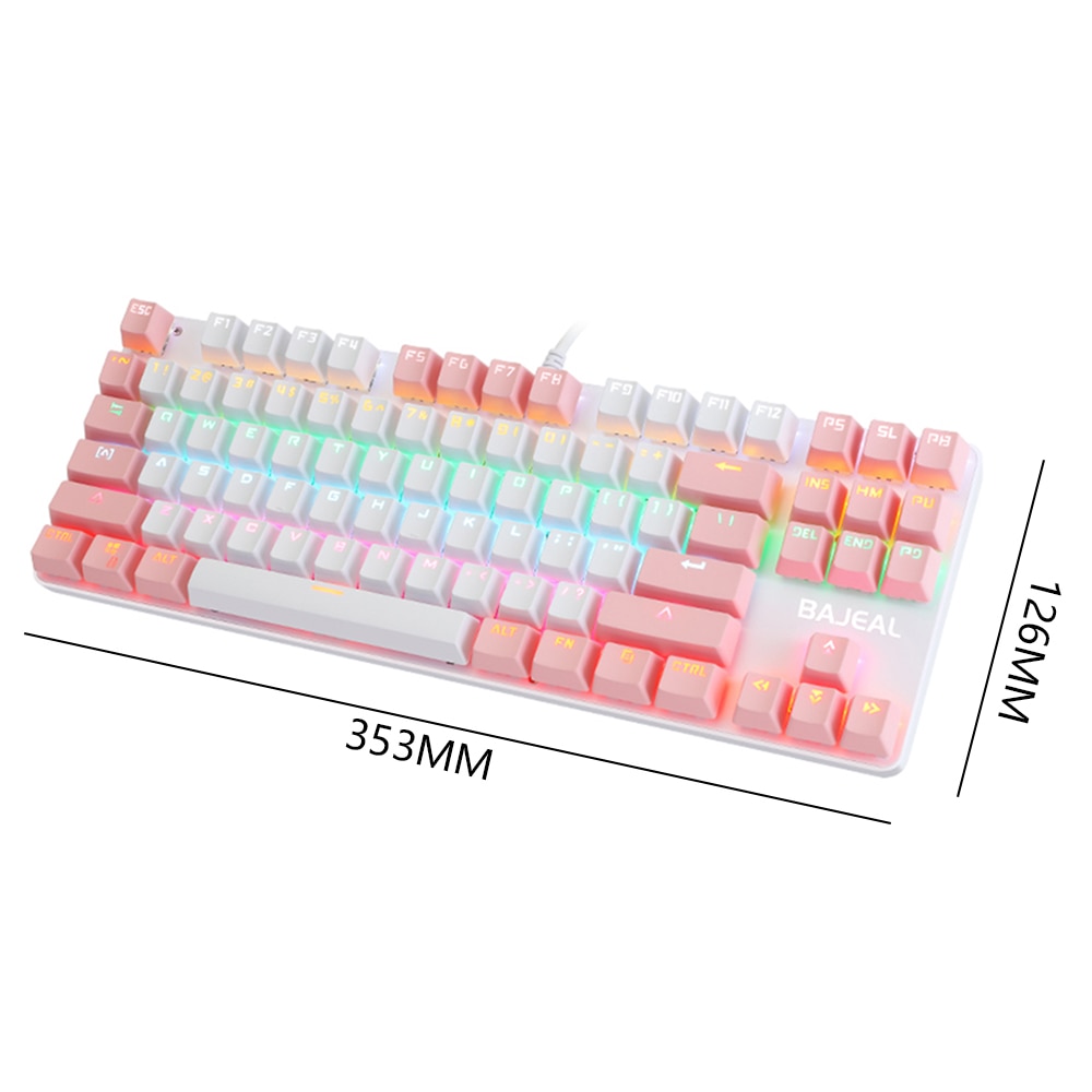 Game Mechanical Keyboard 87 keys Blue Black Pink Switch LED light USB wired Gaming Keyboard for PC Laptop