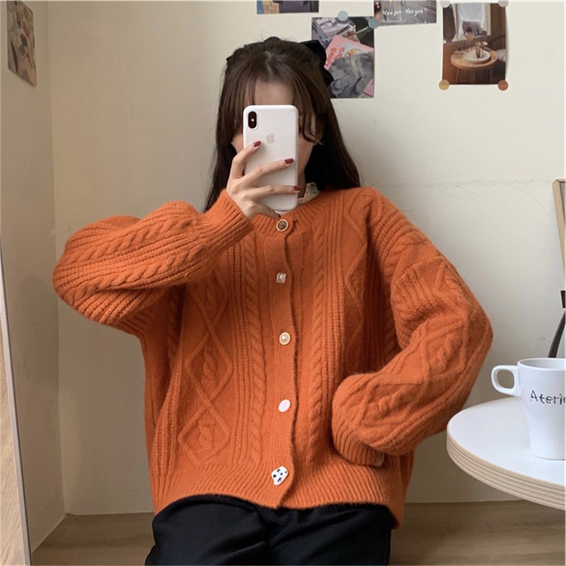 Áo Khoác Cardigan Dệt Kim Dáng Rộng Xinh Xắn Cho Nữ | BigBuy360 - bigbuy360.vn