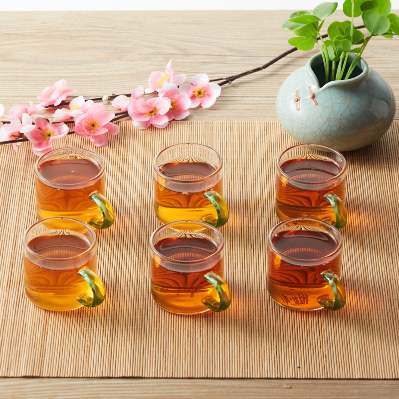 Chén thủy tinh chịu nhiệt quai cầm 3 màu cao cấp dung tích 100ml.