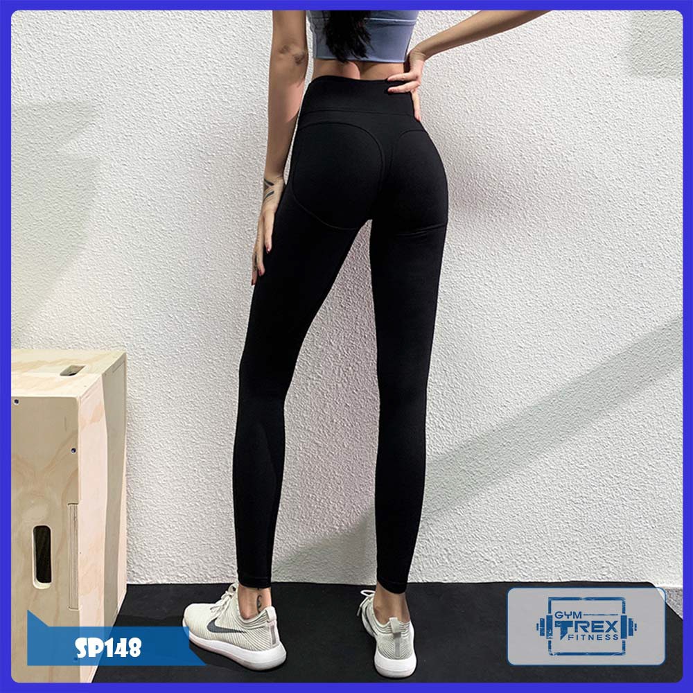 Quần gym nữ cạp cao họa tiết thun siêu mịn SP148, Quần legging nữ yoga nâng mông gen bụng - Gym Trex