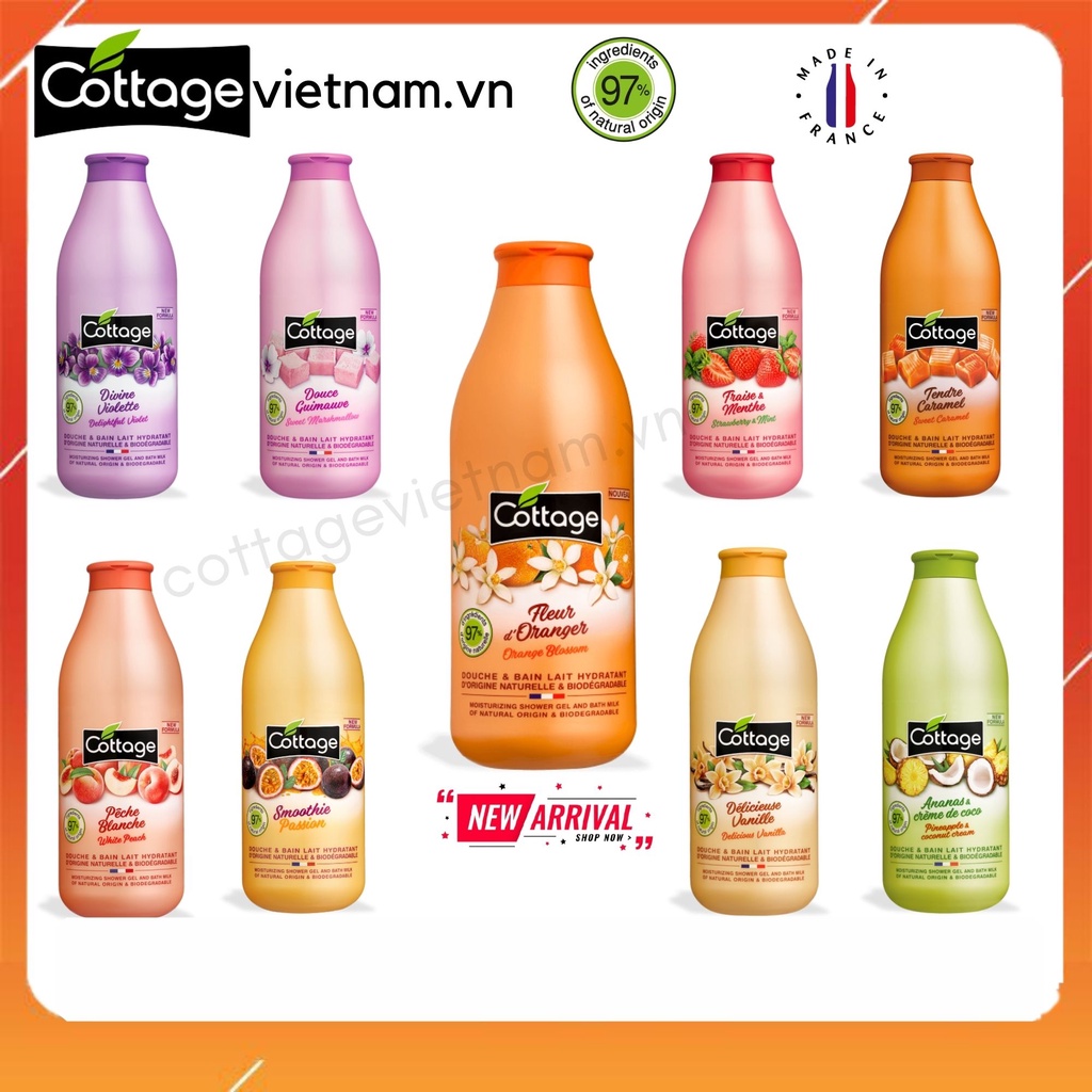 [Chai lớn 750ml-Đủ mùi]- Sữa tắm Cottage chính hãng của Pháp