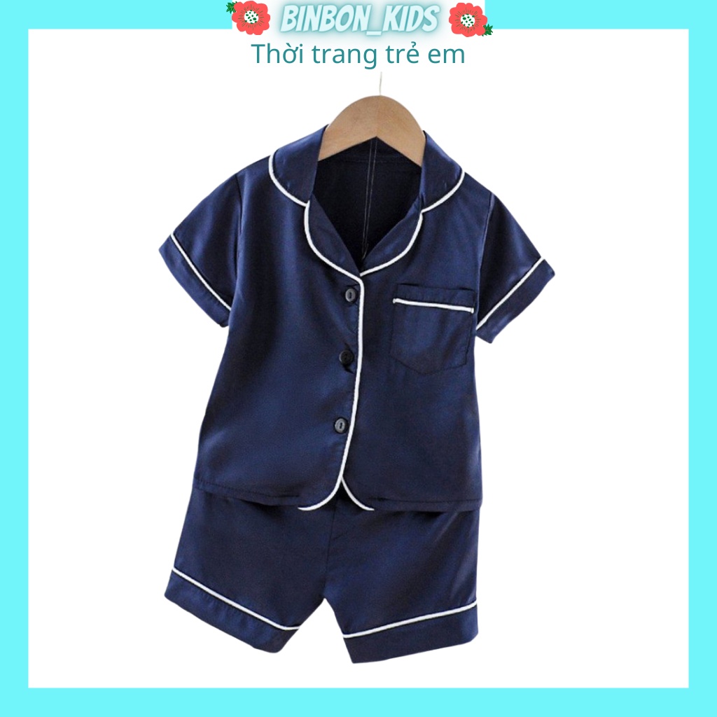Bộ Pijama bé trai lụa cộc mềm cho bé Binbon kids, Đồ bộ ngủ pizama cho bé cực yêu PMO1, quần áo bé trai bé gái từ 7-28kg