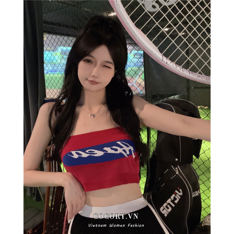 Cocory vn Áo Croptop Dáng Ôm In Chữ Thời Trang Mùa Hè Quyến Rũ Cho Nữ