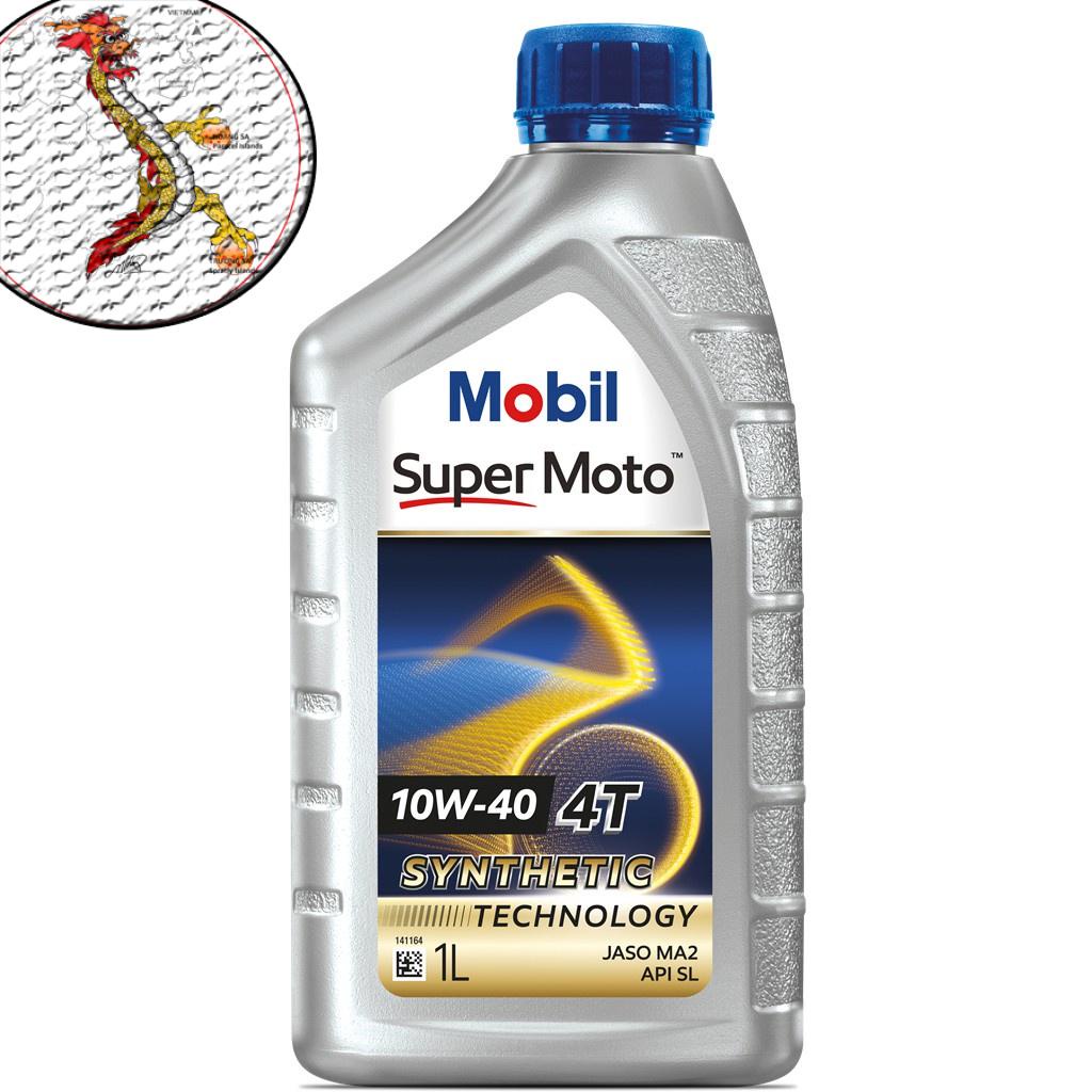 [Rẻ vô địch]  Nhớt Xe máy Mobil Super Moto 10W40 1L/800ml, nhớt mobil xe số 10w40 chai 800ml/1L