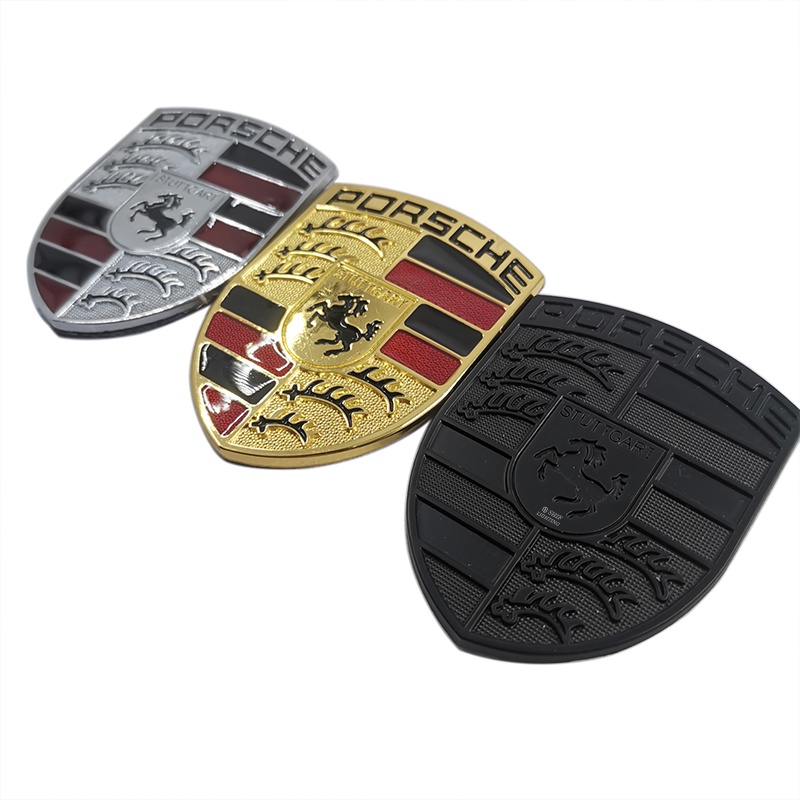 1 Miếng Dán Logo PORSCHE Bằng Kim Loại Màu Vàng Trang Trí Xe Hơi