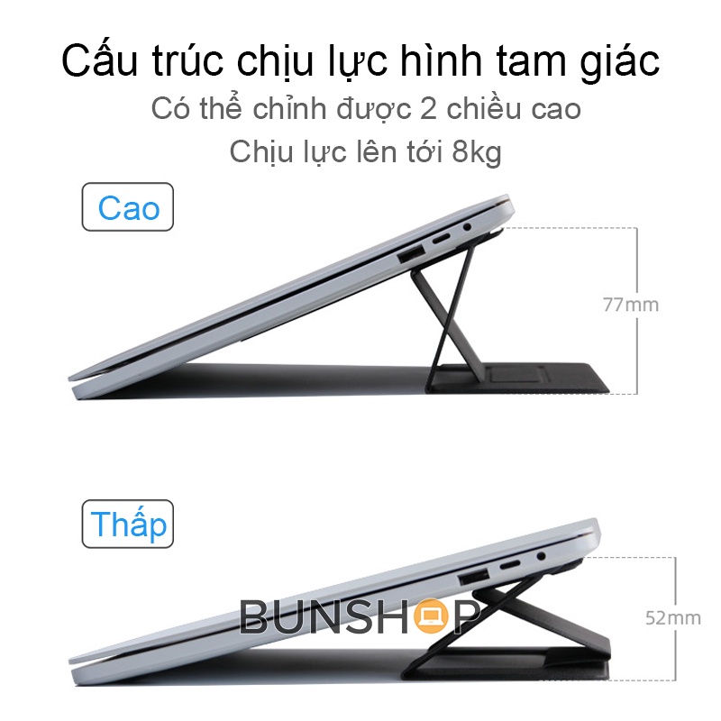 Giá kê lót đỡ tản nhiệt laptop bằng da gấp gọn tiện lợi cho máy tính 13 inch