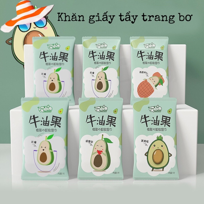 Khăn ướt mini tẩy trang và làm sạch tinh chất bơ