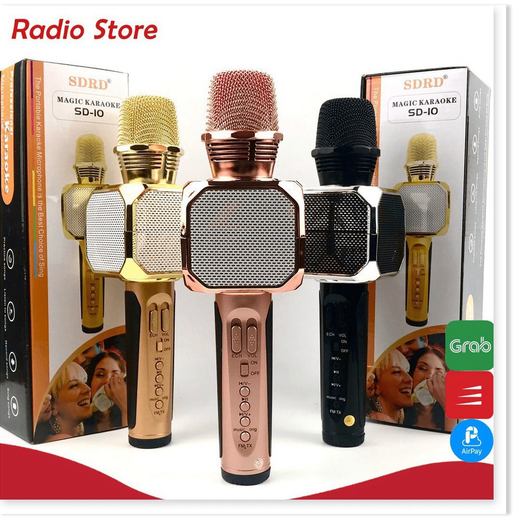 Micro bluetooth SD-10 Mic karaoke không dây mini hát hay đa năng có ghi âm- hàng chính hãng