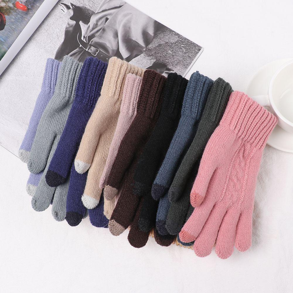 1 Găng Tay Dệt Kim Dày Mềm Mại Co Giãn Giữ Ấm Ngón Tay