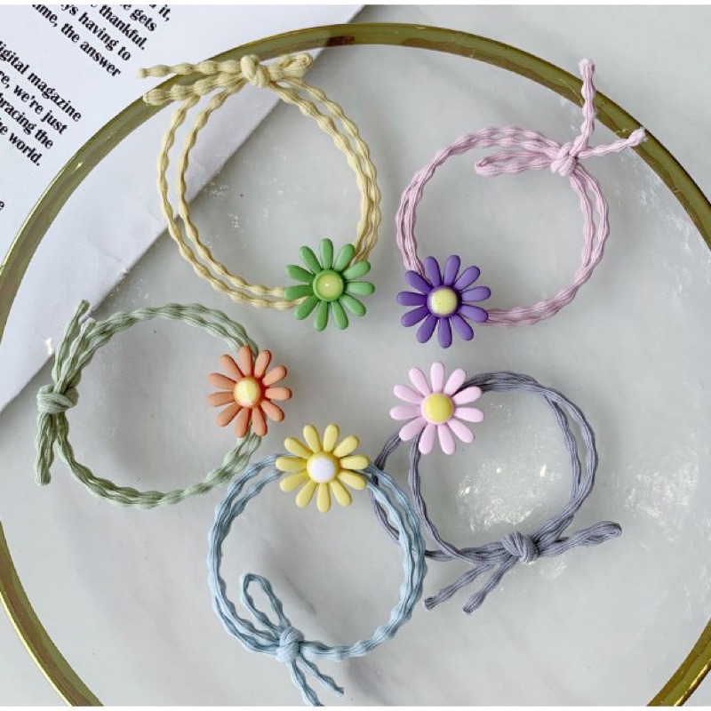 set 5 dây cột tóc hoa cúc,cột tóc hoa